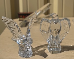 2 Signed BACCARAT Crystal Eagles