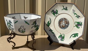 Beautiful Antique Wedgwood Dragon Bowl &amp Charger