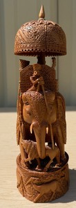 Highly Detailed Old Vintage Carved Sandalwood India Royal Elephant Processional Statue