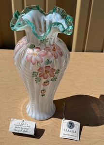 Large Vintage Signed FENTON Hand painted Family Signature Series Vase