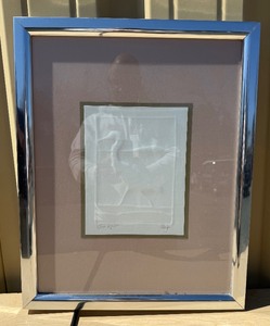 Framed Signed Embossed Bird  Crane Artwork