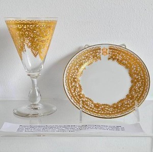 Gorgeous Vintage SALVIATI Gold Decorated Plate &amp Chalet Glass