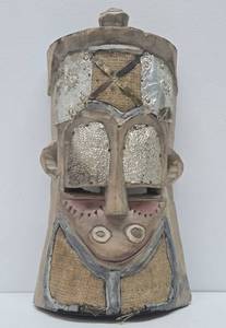 Vintage Carved Wood &amp Metal African Tribal Mask