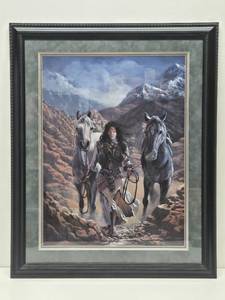 Framed Signed Numbered Native American Print - Penni Anne Cross - The Bounty Hunter