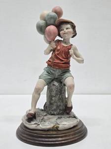 Signed Giuseppe Armani Sculpture - Boy with Balloons - Made in Italy