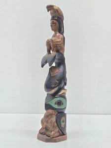 16 Vintage Alaskan Made Carved Wood Totem by Ray Moore