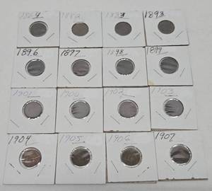 Lotof 16 US Indian Head Pennies Between 1864-1907