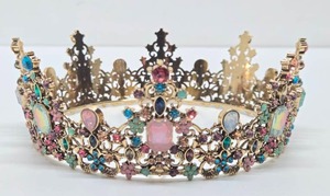 Lovely Metal Rhinestone Encrusted Tiara  Crown