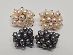 2 Sets of Genuine Freshwater Pearl &amp Sterling Silver Earrings