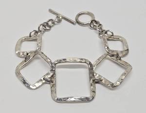 Modernist Hammered Sterling Silver Bracelet