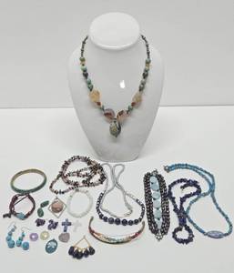 Nice Group of Assorted Gemstone Jewelry &amp Loose Stones