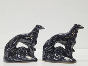 Pair of Signed ROSEMEADE Art Deco Borzoi or Wolfhounds