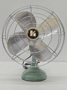 Working Vintage Mid Century Turquoise K Fan