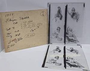 Original 1950s Gil Elvgren Pinup Girl Glass Transfer Plate Artwork wOriginal Envelope #1