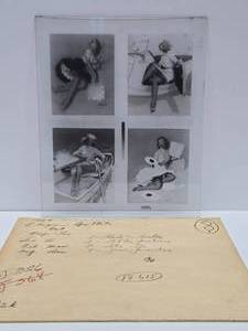 Original 1950s Gil Elvgren Pinup Girl Glass Transfer Plate Artwork wOriginal Envelope #8