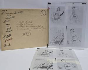 Original 1950s Gil Elvgren Pinup Girl Glass Transfer Plate Artwork wOriginal Envelope #11