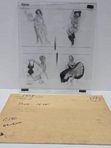 Original 1950s Gil Elvgren Pinup Girl Glass Transfer Plate Artwork wOriginal Envelope #14