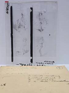 Original 1950s Gil Elvgren Pinup Girl Glass Transfer Plate Artwork wOriginal Envelope #18