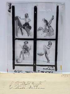 Original 1950s Gil Elvgren Pinup Girl Glass Transfer Plate Artwork wOriginal Envelope #27