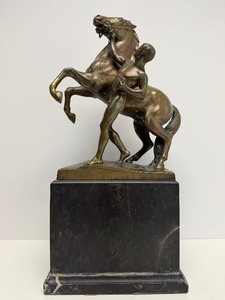 Large &amp Impressive Antique Bronze Horse &amp Trainer Sculpture by Rudolf Kaesbach (1873-1955)