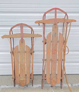 2 Wooden Snow Sleds