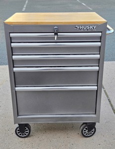 Very Nice HUSKY Rolling Tool Chest wWood Top