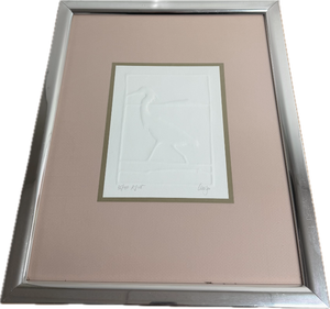 Framed Signed Embossed Bird  Crane Artwork