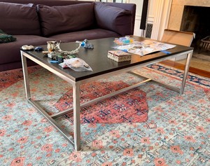 Quality Brushed Chrome & Black Wood Coffee Table from Design Within Reach