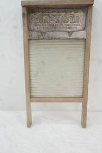 Vintage Soap Saver washboard with glass scrubbing surface. National Washboard Company