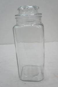 Vintage Square Glass Canister. 4x4x12 tall