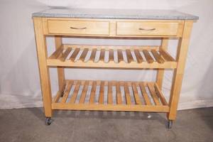 Granite Topped Kitchen Island on Wheels w2-drawers 36x 22x 43.5