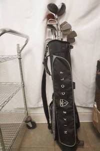 Nike Golf Cart Bag and Set of Various Golf Clubs