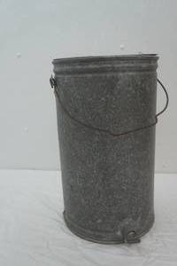 Vintage Galvanized metal container , with spigot on bottom, 17 x 10