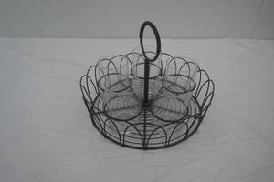 Vintage-Style Iron Wire Glass Caddy  Candle Holder