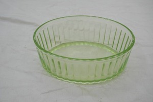 Vintage Uranium Glass Refrigerator Dish. Green Depression Glass 7x5x3
