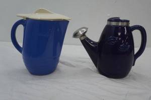 Vintage Blue Bell Refrigerator Pitcher Vintage Anvil Ceramic Flower Watering Can-Cobalt Blue