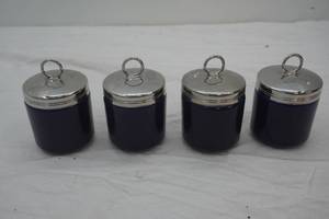 Williams Sonoma Cobalt Blue Porcelain Stainless Lid Egg Coddler