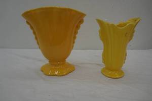 Vintage Yellow Gladiola Style PorcleainCeramic Vases
