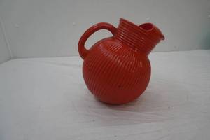 Vintage Ribbed Orange, Glass Ball Pitcher