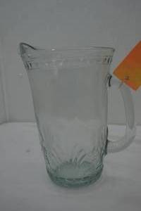 Vintage Toscany Glass Pitcher in the Alexandria Pattern. beads and fan