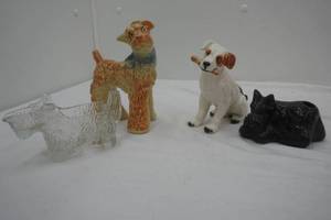 Vintage Ceramic & Glass Dog Figurines and Dishes