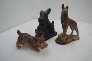 Vintage Ceramic Dog Figurines. Scotty & Shepard cast material