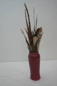 Pheasant Feathers & Ceramic Vase