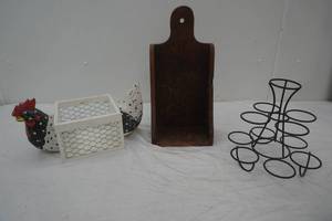 Wooden Chicken Basket, Antique Candle Shelf, Wire Caddy