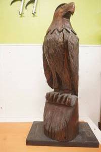 Vintage Hand-Carved Wooden Eagle Sculpture 36" tall