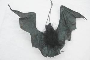 Vintage Halloween Bat (paper, feathers, wire)