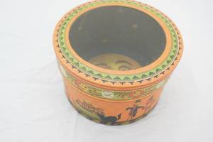 Vintage-Style Halloween Clear Lidded Round Box. 6.5 diameter by 4 tall