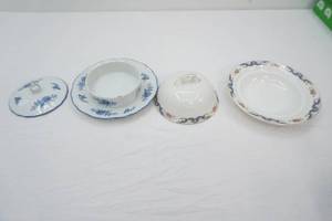 Vintage Blue Dresden pattern round covered butter dish (porcelain)