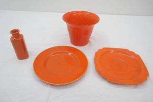 Vintage Orange Glass & Ceramic Pieces