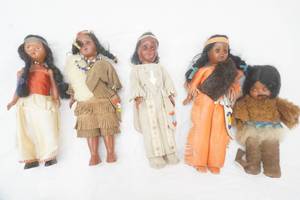 Vintage 50s60s Native American-Themed Costume Dolls (5ct) celluloid plastic